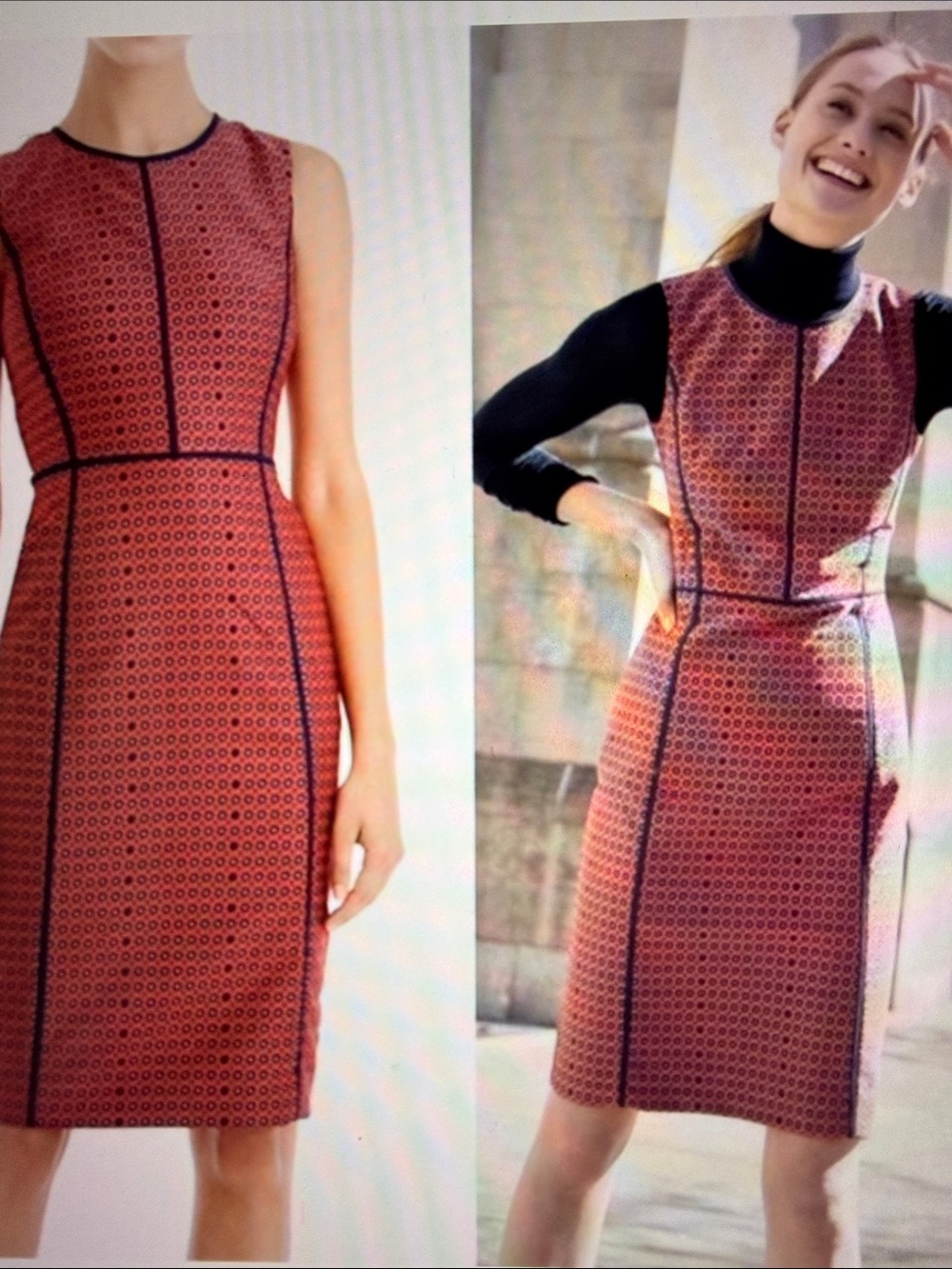 J. Crew Navy & Red Foulard Print Sheath Dress, 00